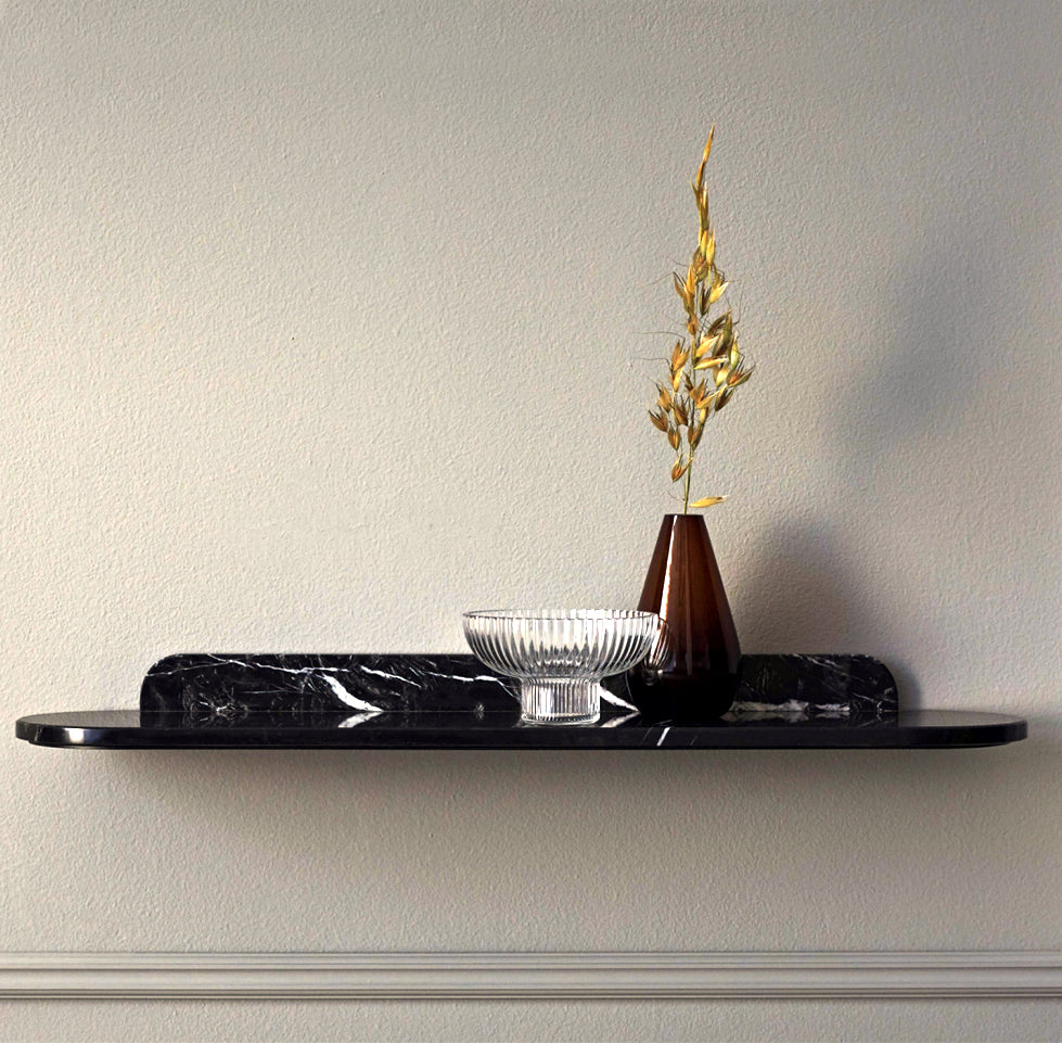 BOLIA Wafer Wall Shelf - Solid Black Marble - CLEARANCE - Twenty Five Percent Discount