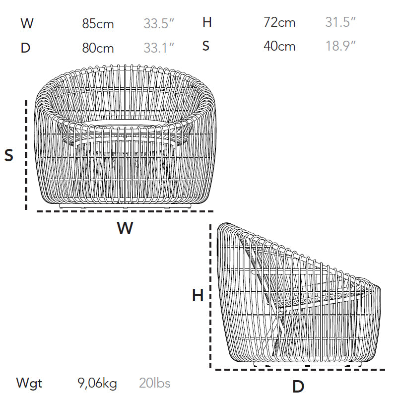 CANE-LINE Nest Lounge Chair - Natural w/Light Grey Cushion - CLEARANCE Thirty Five Percent Discount