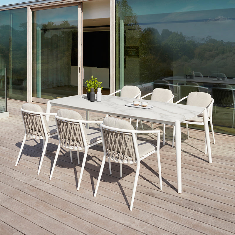 DIPHANO - Set of 6 -Diamond Dining Arm Chair - White - CLEARANCE Fifty Percent Discount