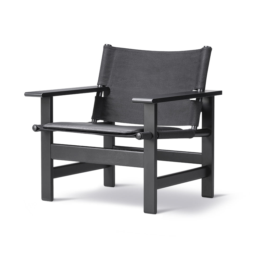 FREDERICIA The Canvas Chair - Oak Black Lacquered with Seat Cushion - Fifteen Percent Discount