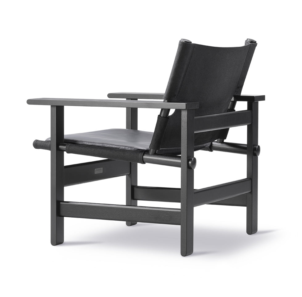 FREDERICIA The Canvas Chair - Oak Black Lacquered with Seat Cushion - Fifteen Percent Discount