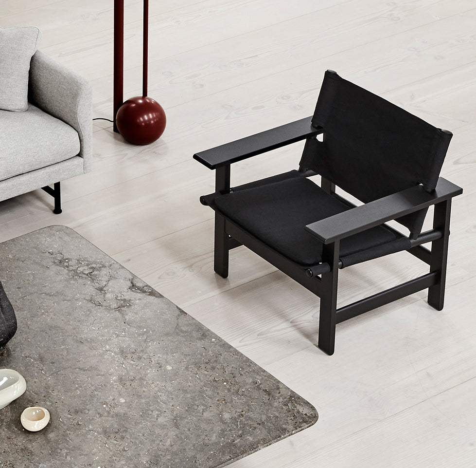FREDERICIA The Canvas Chair - Oak Black Lacquered with Seat Cushion - Fifteen Percent Discount