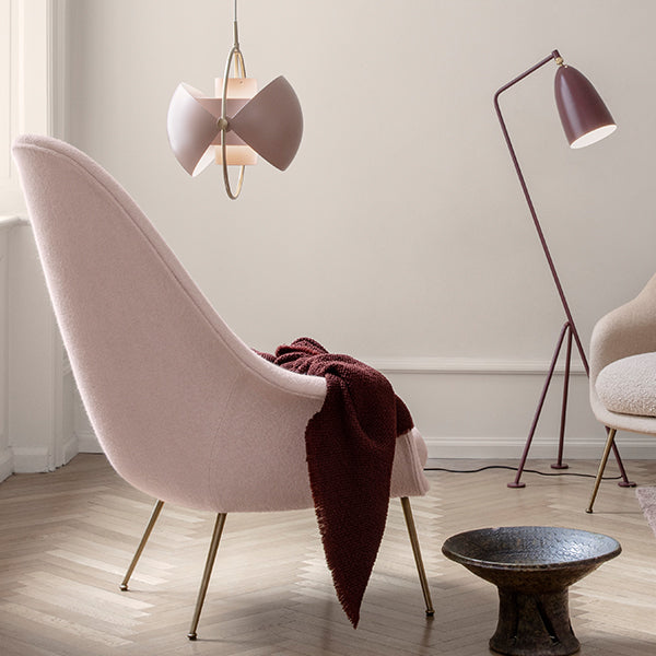 GUBI Multi Lite Pendant - Rose Dust Shade with Brass Ring - Twenty Five Percent Discount