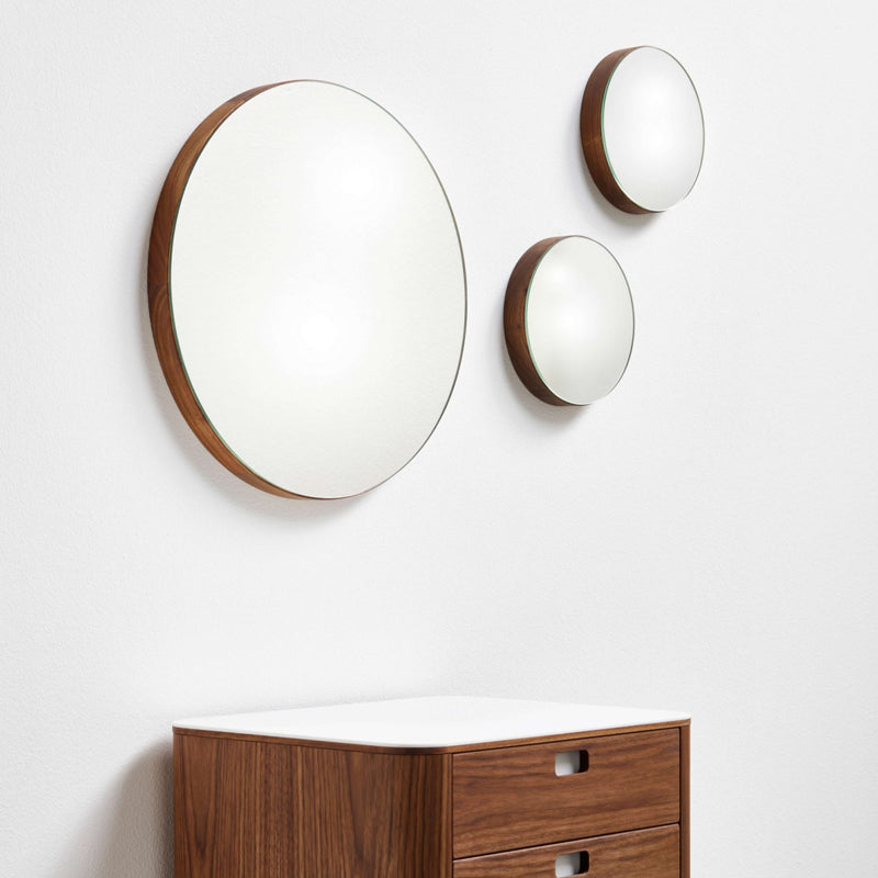 NAVER COLLECTION AK18-21-22 Wall Mirror Set of 3 - Round, Ø20/Ø45/Ø75 Diameter - Walnut Frame - Fifteen Percent Discount