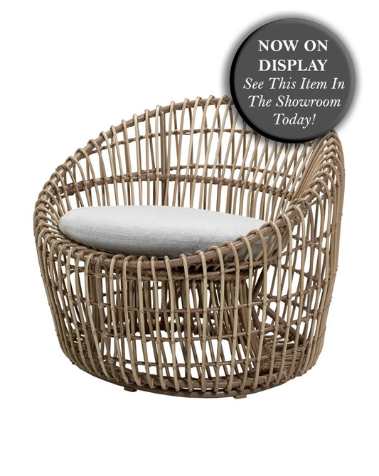 CANE-LINE Nest Lounge Chair - Natural w/Light Grey Cushion - 30% OFF