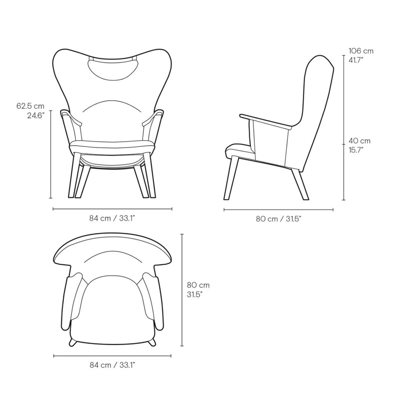 CARL HANSEN & SØNS - CH78 Mama Bear Chair - Oak Lacquered - Kvadrat Fiord Seat - CLEARANCE Twenty Percent Discount