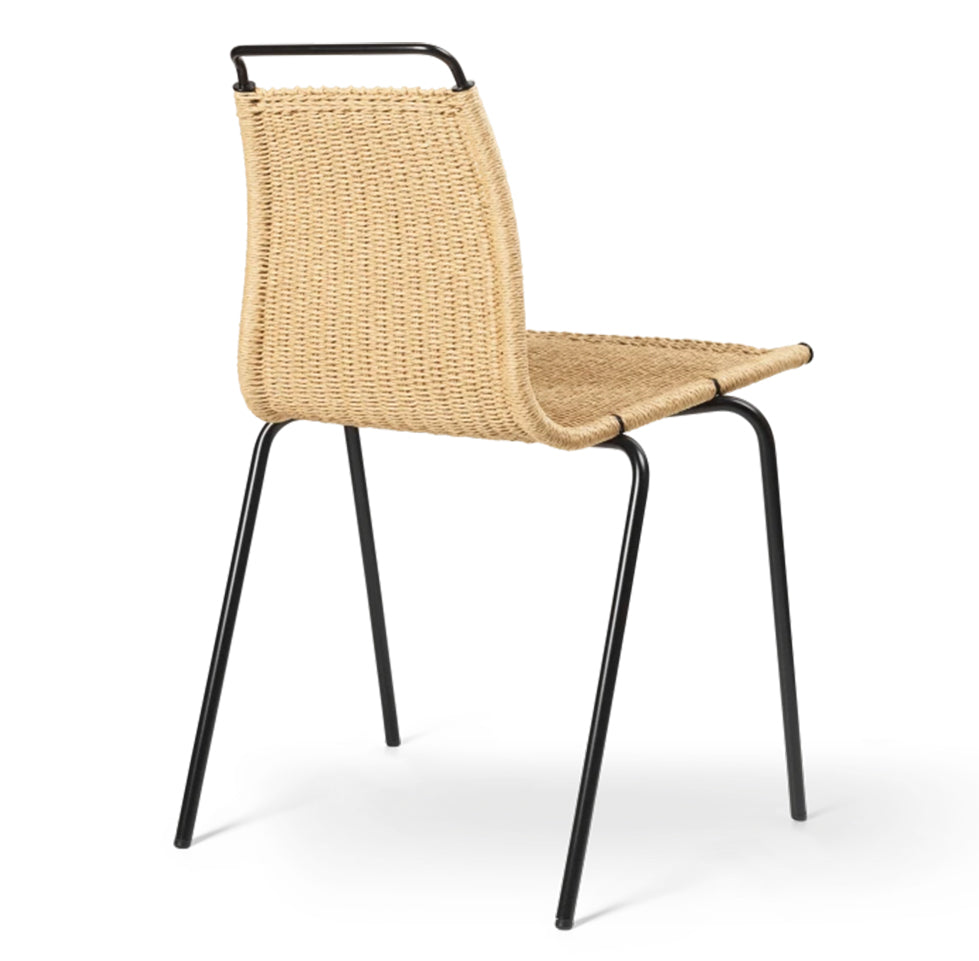 CARL HANSEN & SØNS - PK1 Chair  - Natural Paper Cord Seat w/Black Metal Frame