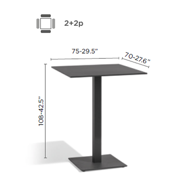 DIPHANO Alexa Bistro - 75x70x108cm, Lava Frame, Natural Teak Top - CLEARANCE Fifty Percent Discount