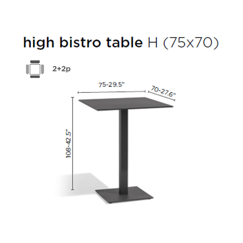 DIPHANO Alexa High Bistro - Lava w/Teak Top - 70x75x108cm PLUS 4 Bar Chairs - CLEARANCE Forty Percent Discount
