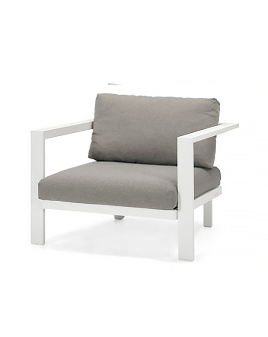DIPHANO Cubic Lounge Chair - White Frame w/Grey Sunbrella Fabric - CLEARANCE Fifty Percent Discount