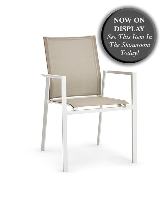 DIPHANO - Set of 6 - Selecta Dining Arm Chair - White with Sand Batyline® - CLEARANCE Fifty Percent Discount