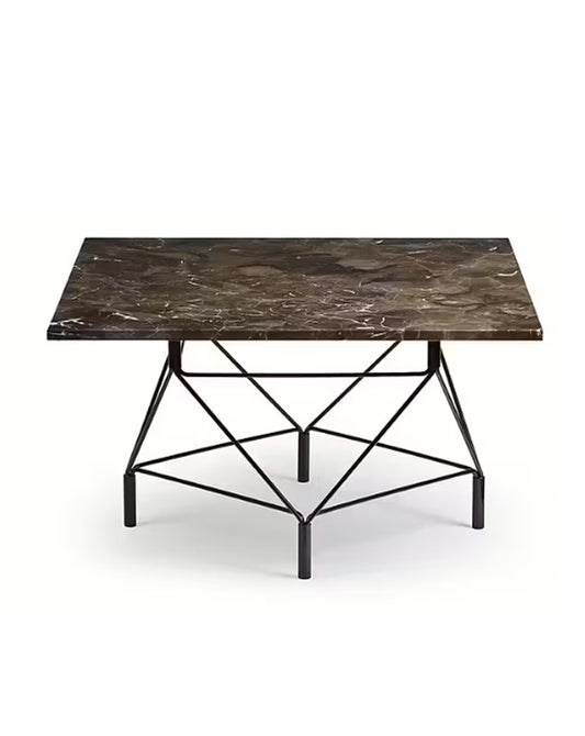 EILERSEN Spider Coffee Table, 80x80x44cm "Kudu" Grey Marble With Chromed Steel Base - CLEARANCE Forty Percent Discount
