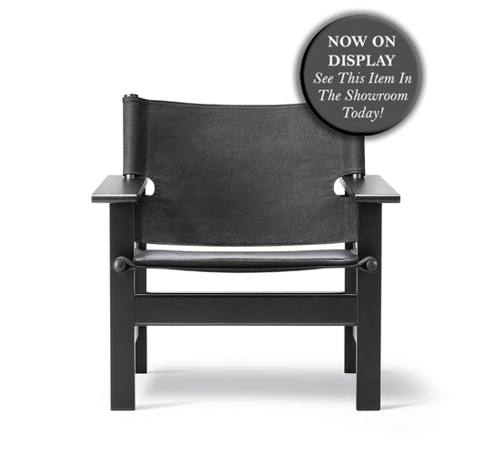 FREDERICIA The Canvas Chair - Oak Black Lacquered with Seat Cushion
