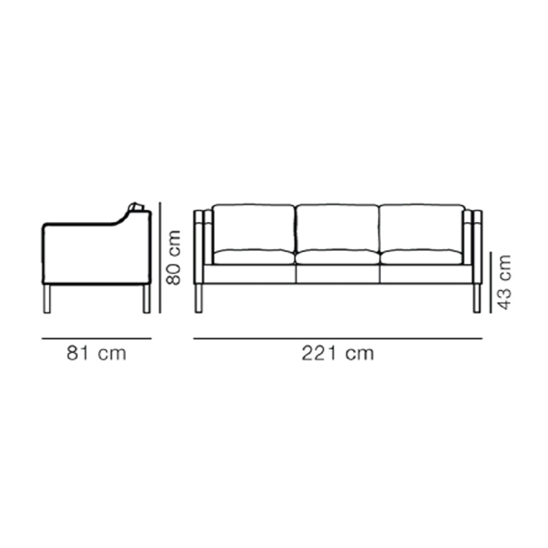 FREDERICIA - Mogensen 2213 Sofa - 221 x 81 CM - Sorensen Leather "Elegance" - CLEARANCE Fifty Percent Discount