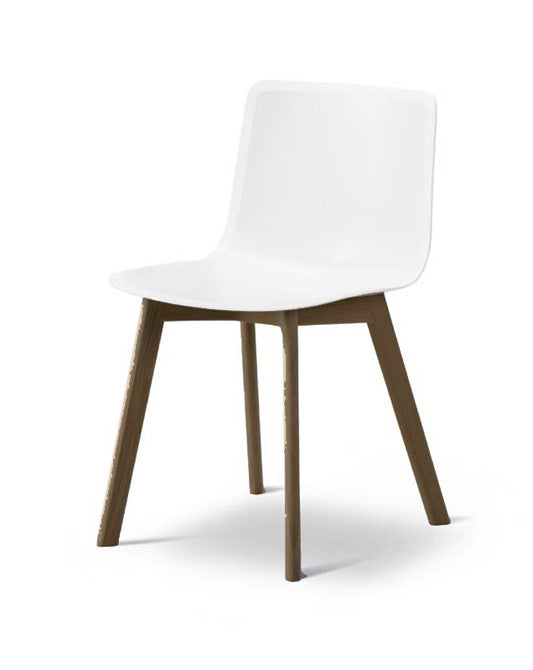 FREDERICIA Pato Chair - Smoked Oak Wood Base White Polypropylene Seat - CLEARANCE Fifty Percent Discount
