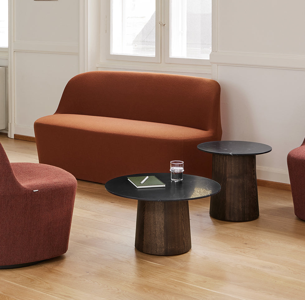 FREDERICIA Niveau Table 45cm Dark Ash w/Black Marquina Marble Top - Fifteen Percent Discount