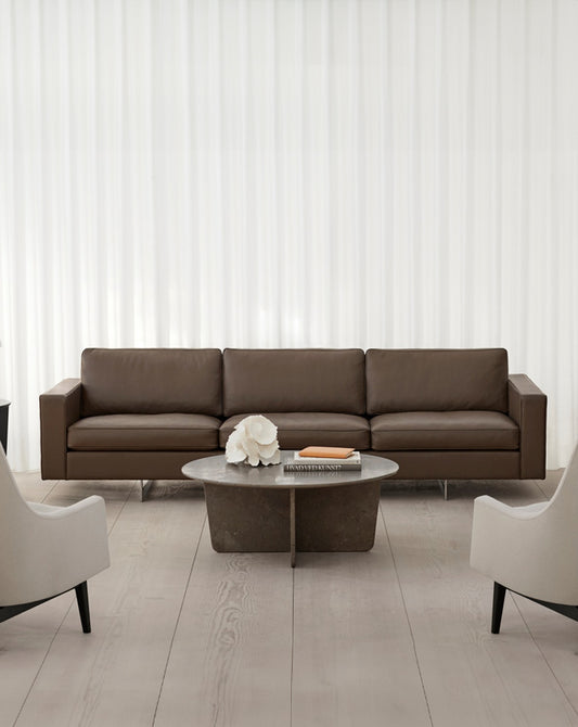 FREDERICIA - Risom Sofa - 266 x 93 - Dark Clay Leather - CLEARANCE Sixty Percent Discount