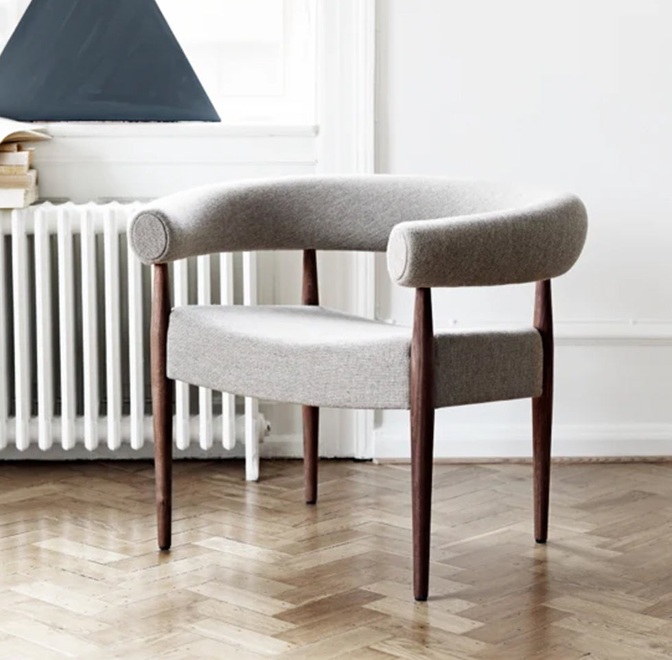 GETAMA - Ditzel Ring Chair - Kvadrat "Clay" with Walnut Oiled Leg - CLEARANCE Forty Percent Discount