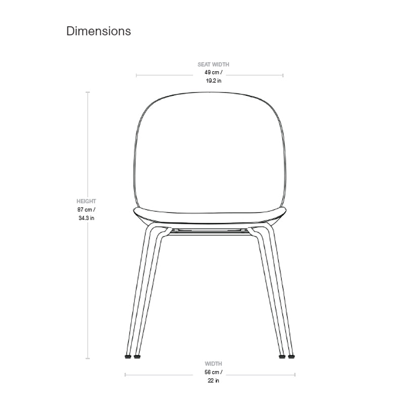 GUBI Beetle Chair - Fully Upholstered, Eros Fabric, Black Chrome Leg - CLEARANCE Fifty Percent Discount