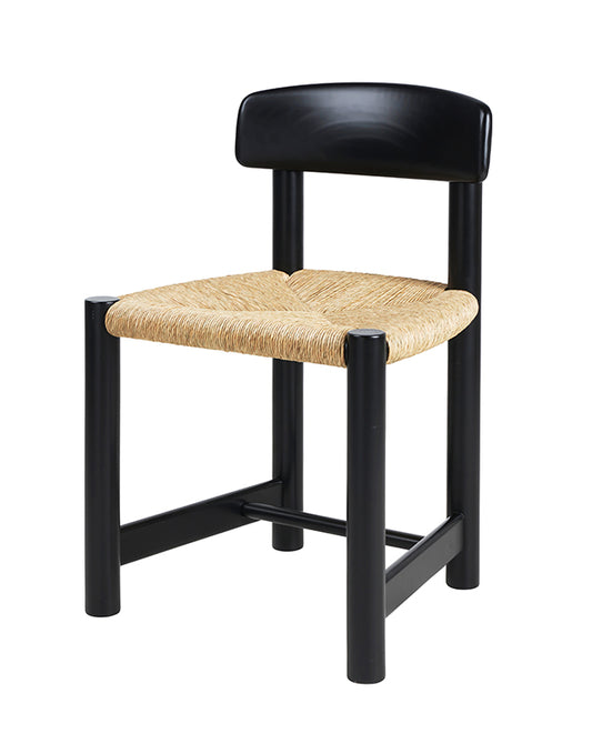 GUBI Daumiller Side Chair - Brown/Black Pine w/Natural Rush Cord Seat - Fifteen Percent Discount