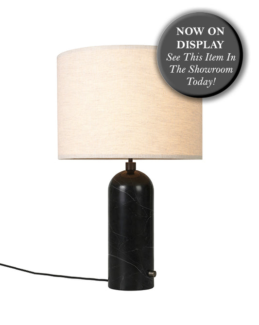 GUBI Gravity Table Lamp Large - Black Marble with Canvas Shade - 25% Off