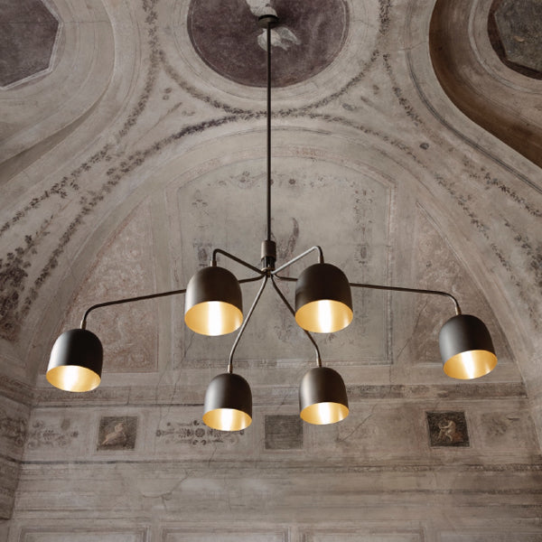 GUBI "Howard" Chandelier 6-Light Gunmetal Finish - Twenty Five Percent Discount