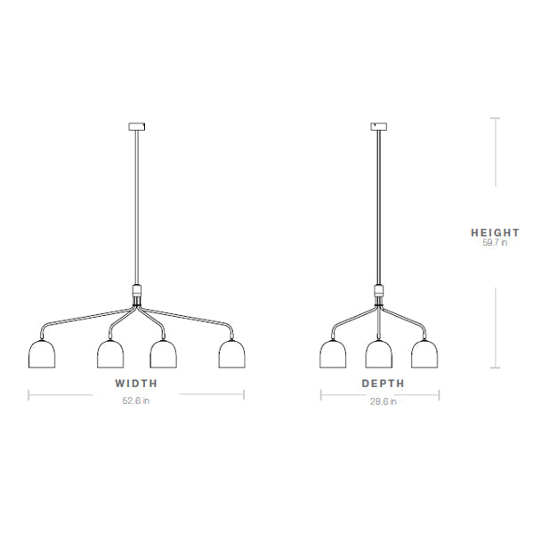 GUBI "Howard" Chandelier 6-Light Gunmetal Finish - Twenty Five Percent Discount