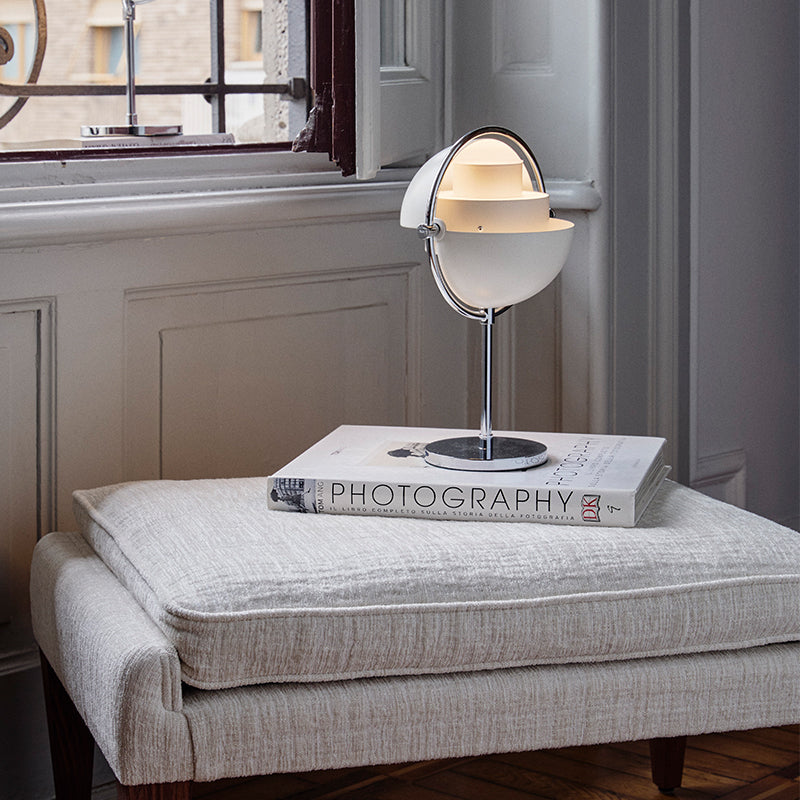 GUBI Multi Lite Rechargeable Lamp - Chrome/White - Indoor & Outdoor Safe - Twenty Five Percent Discount