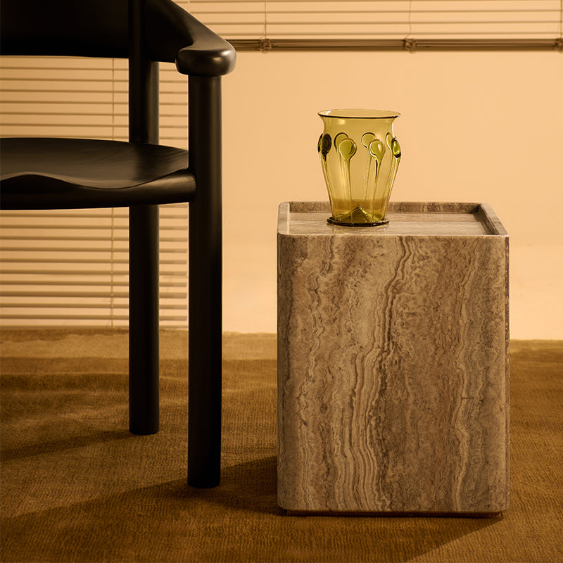 GUBI Pietra Side Table - Lively Sepia Travertine - Fifteen Percent Discount