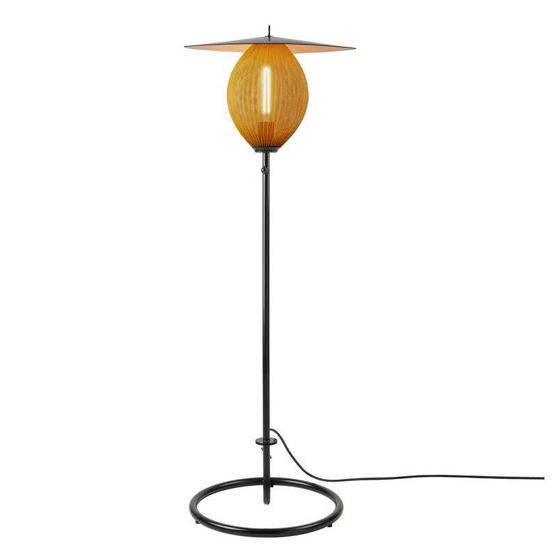 GUBI Satellite Floor Lamp - Black Semi Matte & Mustard Gold - Twenty Five Percent Discount