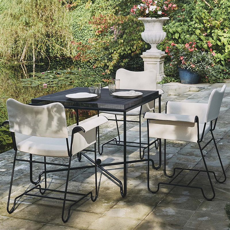 GUBI Tropique Chair - Set of 2 - OUTDOOR - Leslie Stripe, Limonta 20 Classic Black Base - Fifteen Percent Discount