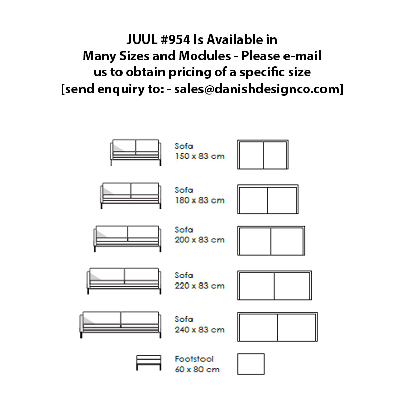 JUUL 954 Sofa - 220 x 83 CM - "Tobacco" Fabric  - Fifteen Percent Discount - Quick Ship