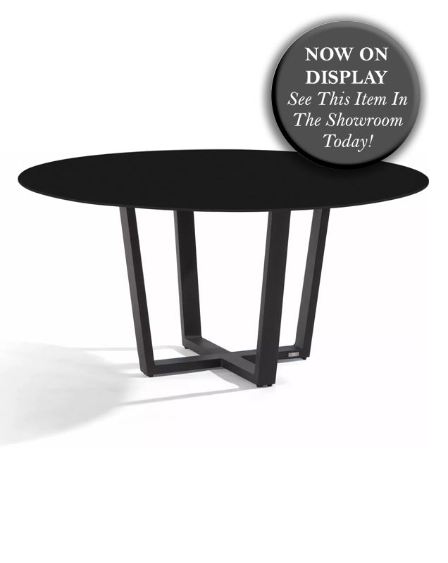 MANUTTI - Fuse Dining Table - Lava Powder Coated Aluminium Frame, Black Trespa Table Top - Ø155 x 75h - CLEARANCE Fifty Percent Discount