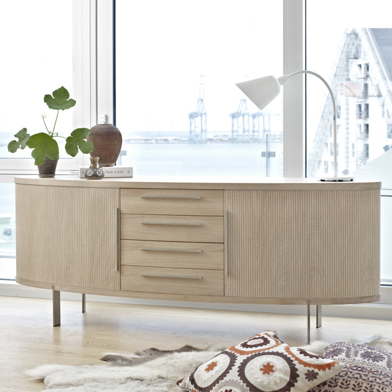 NAVER COLLECTION - AK1300 Oval Sideboard - Oak - White Oiled - Steel Base - 20% Off