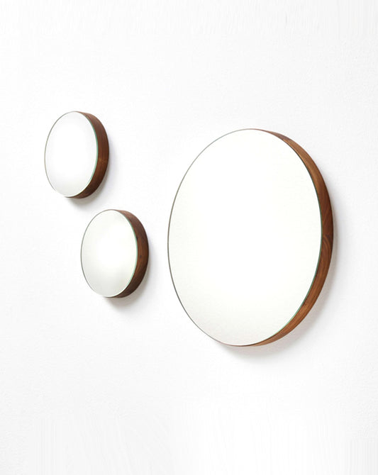 NAVER COLLECTION AK18-21-22 Wall Mirror Set of 3 - Round, Ø20/Ø45/Ø75 Diameter - Walnut Frame - Fifteen Percent Discount