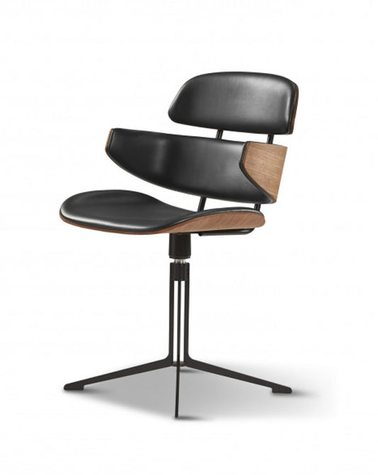 NAVER COLLECTION - Athene Swivel Chair GM 585 - Walnut Oiled with Black Leather Seat - Set of 2 - 20% Off