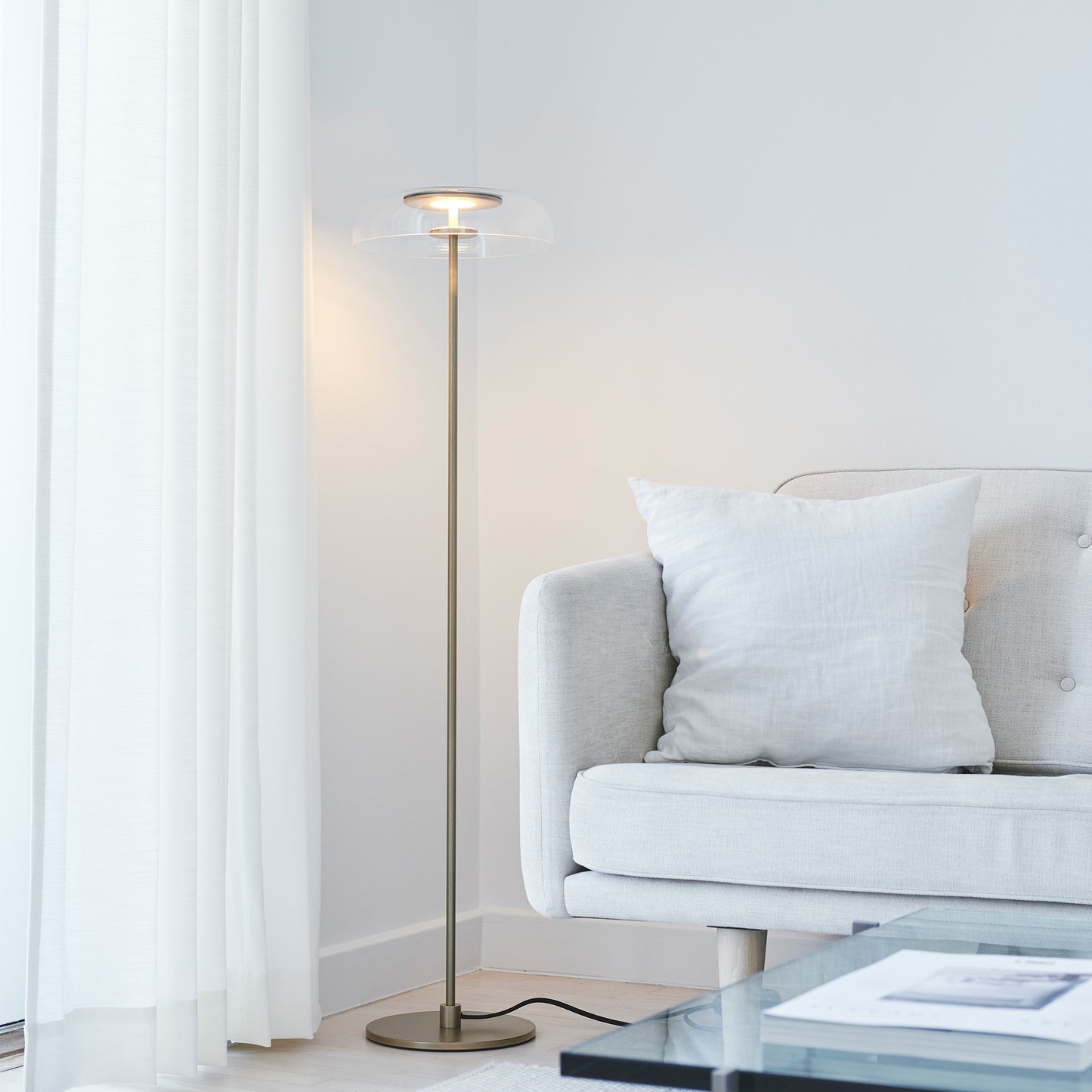 NUURA Blossi Floor Lamp - Nordic Gold with Clear Glass Shade - Twenty Five Percent Discount