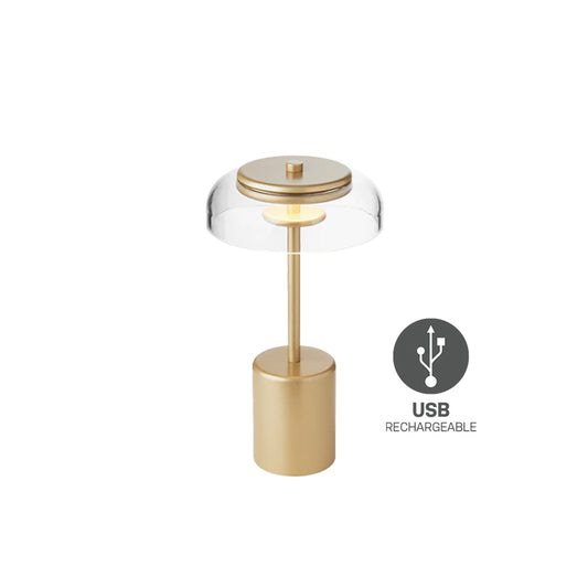 NUURA Blossi Table MINI USB Portable - Nordic Gold with Clear Glass Shade - Twenty Five Percent Discount
