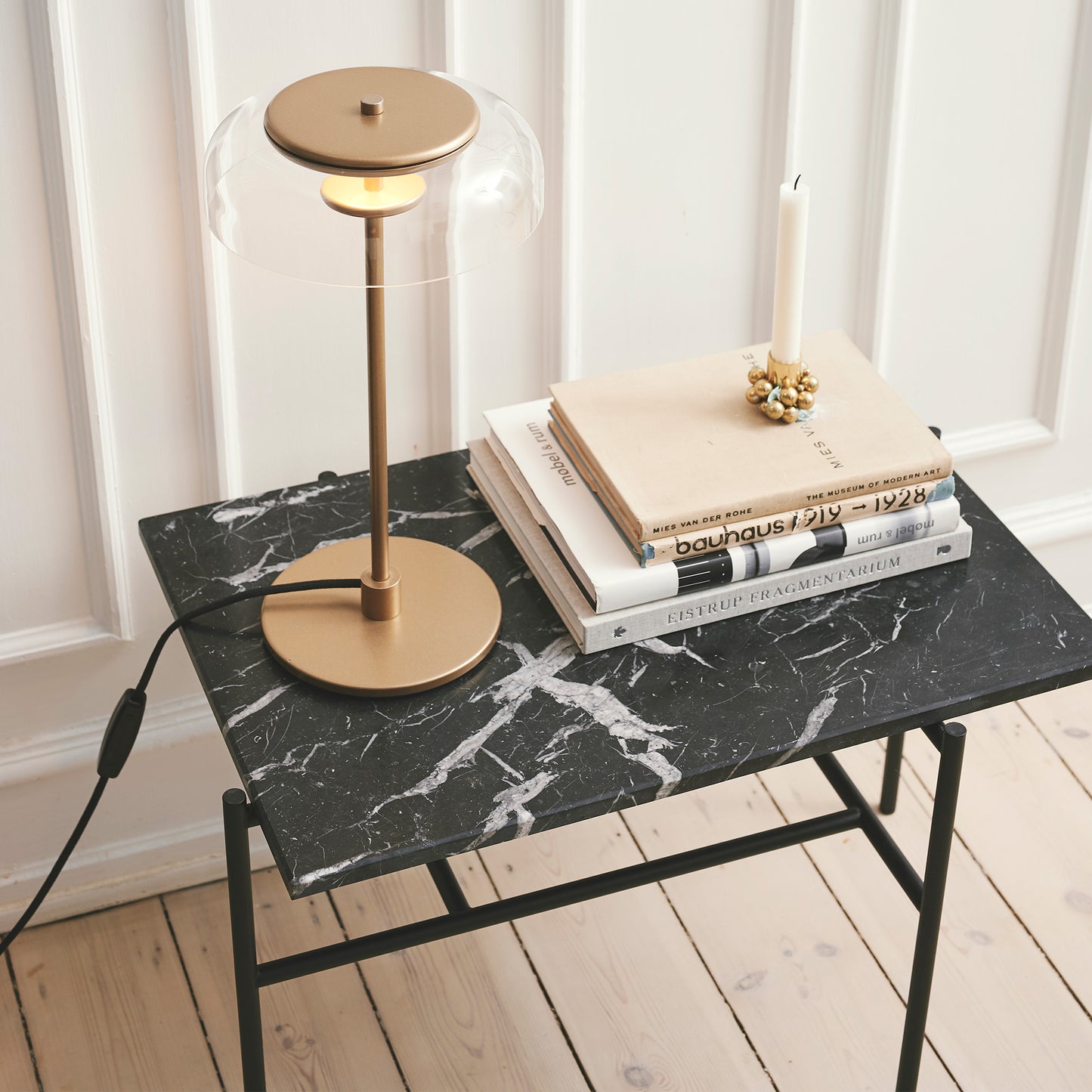 NUURA Blossi Table - Nordic Gold with Clear Glass Shade - Twenty Five Percent Discount