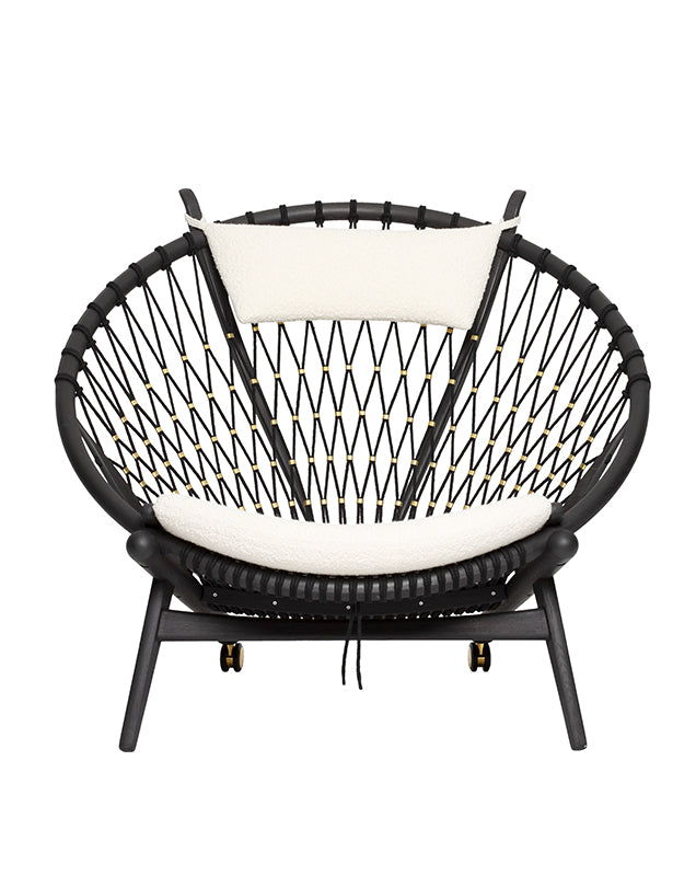 PP MØBLER - pp130 - Circle Chair - Oak Black Frame with Black Cord & Dedar Karakorum Cushions - Fifteen  Percent Discount