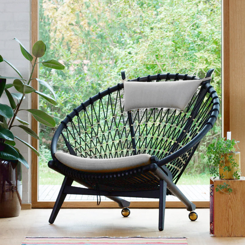 PP MØBLER - pp130 - Circle Chair - Oak Black Frame with Black Cord & Dedar Karakorum Cushions - Fifteen  Percent Discount