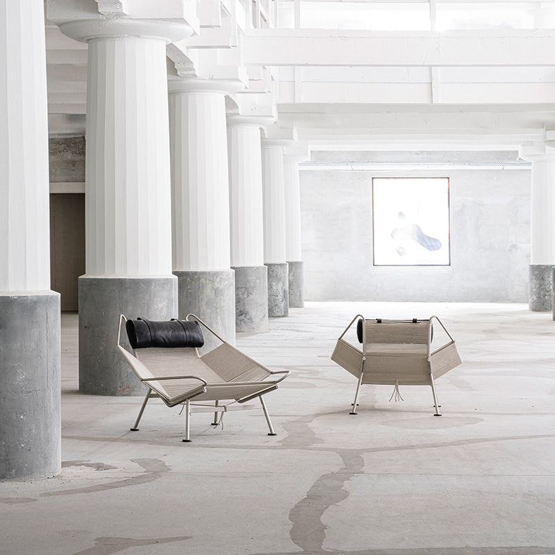 PP MØBLER - pp225 - Flag Halyard Chair - Steel Frame with Natural Cord & Sheepskin - Fifteen  Percent Discount