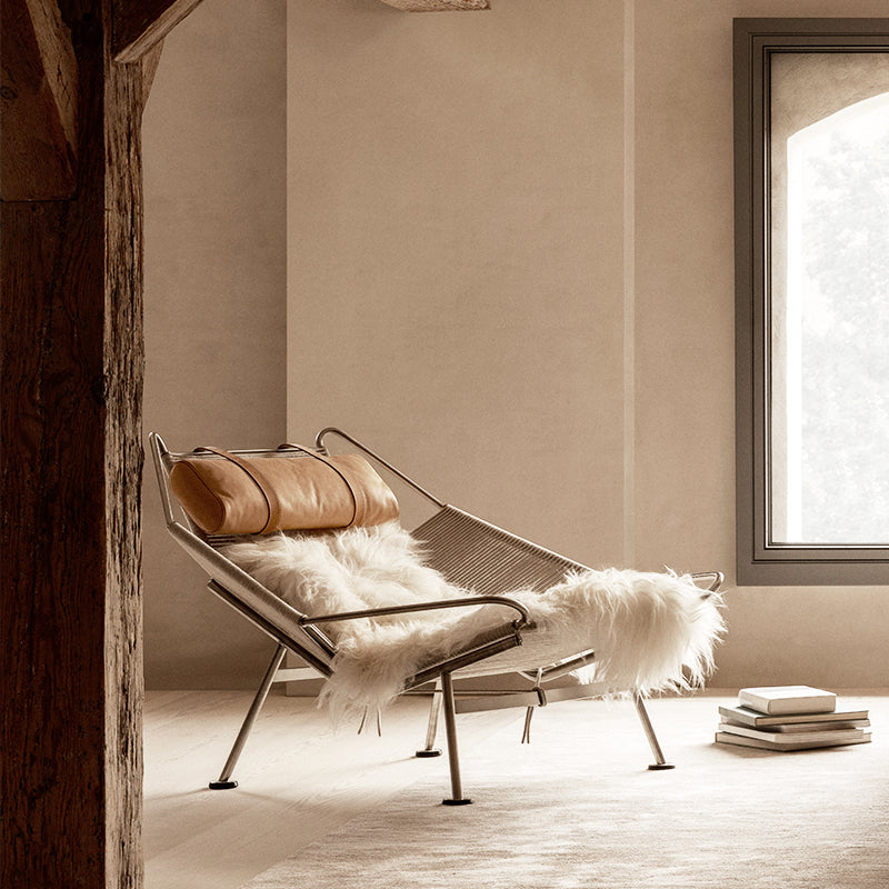 PP MØBLER - pp225 - Flag Halyard Chair - Steel Frame with Natural Cord & Sheepskin - Fifteen  Percent Discount