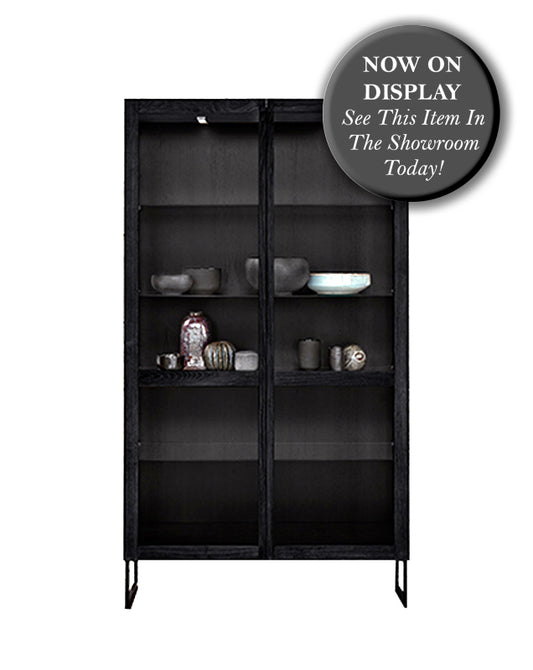 SKOVBY SM452 Display Cabinet - Oak, Black Lacquered - CLEARANCE Forty Percent Discount