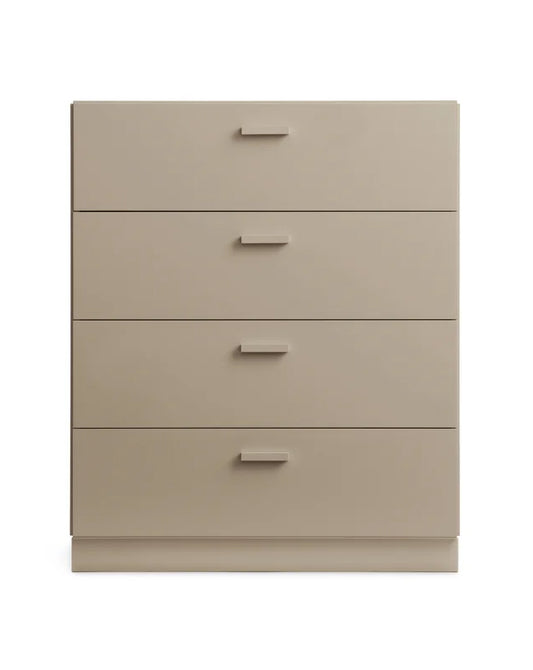 STRING Relief Wide 4 Drawer Cabinet in Beige with Plinth Base