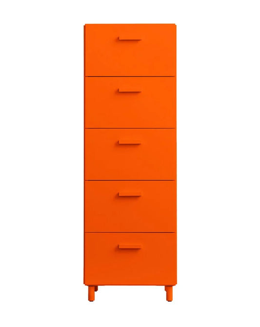 STRING Relief Tall 5 Drawer Cabinet in Orange with Legs