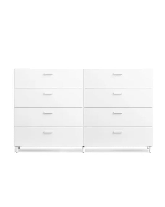 STRING Relief Wide+Wide 8 Drawer Cabinet in White with legs