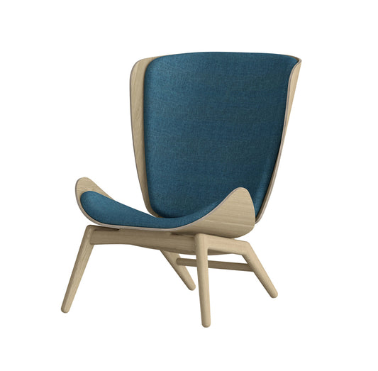 UMAGE - The Reader High Back Chair - Light Oak with Petrol Blue Fabric - CLEARANCE Thirty Percent Discount