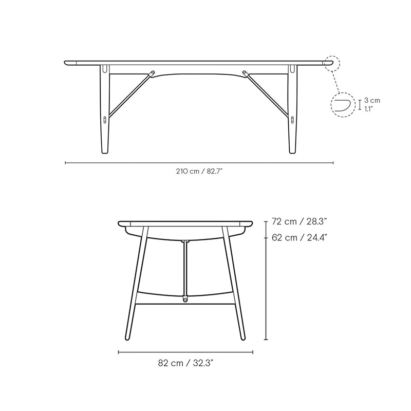 CARL HANSEN & SØNS - BM1160 Hunting Table Table - Walnut Oiled