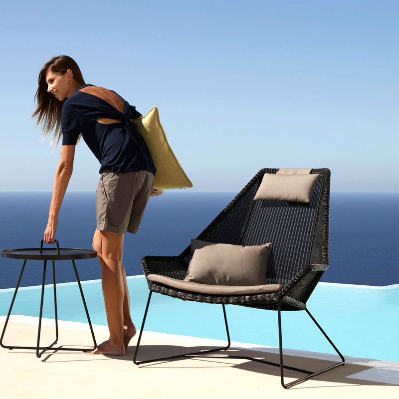 CANE-LINE Breeze High-Back Lounge Chair - Black w/Blue Cushion - 30% OFF